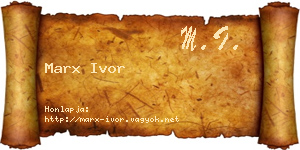 Marx Ivor névjegykártya